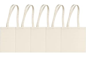 MIMAIN Bolsas de Tela con Asa Extra larga y Bolsillo interior. Tote Bag grande para pintar bordar sublimar. Reutilizable Resistente. Bolso Tela personalizar. Compras mujer. 345 g/m²