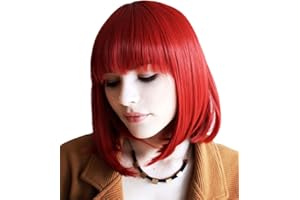 Prettyland Damen Frauen Rot Bob Mittellange Kurze Natürlich Matte Glatte Perücke Red Short Wig C749