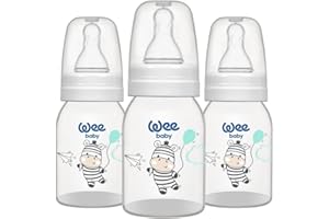 Wee Baby (3er-Pack) Babyflaschen aus Kunststoff | BPA-freie Trinkflaschen mit abgerundetem Sauger zur Nachahmung des Stillens | Baby und Kleinkindflaschen mit einem Fassungsvermögen von 125 und 250 ml