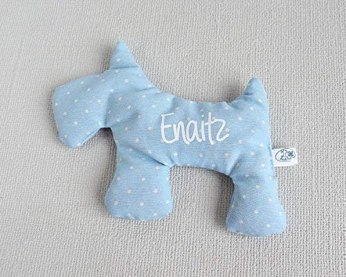 Saquito térmico de semillas"perro", para bebé y personalizado. Nuestro saco térmico es ideal para aliviar los cólicos, calentar la cuna y relajar al recién nacido. Regalo original y hecho a mano