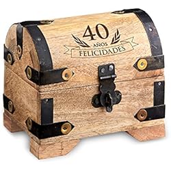 Casa Vivente Cofre para Hombres y Mujeres de Madera Clara 40 Cumpleaños Largo 10 cm Ancho 7 cm Alto 8,5 cm