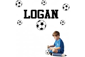 Football Wall Stickers Personalised – Custom Name Vinyl Football Player Decal for Kids Rooms – Removable Durable Sports Wall 