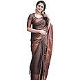 SGF11 Women's Kanjivaram Soft Silk Saree With Blouse Piece (Dark Brown)