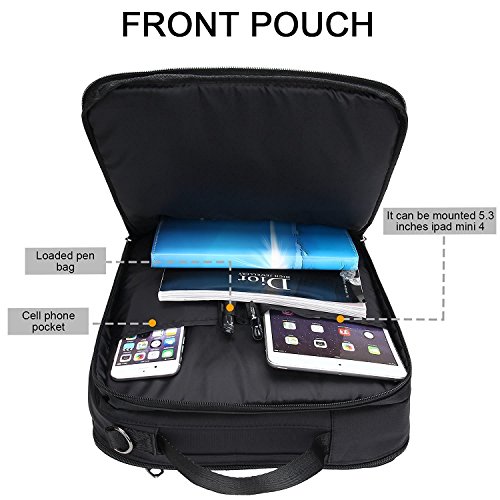 Viitop.eu Notebook-Rucksack geeignet für Laptops bis zu 15,6 Zoll, Wasserdicht Stossfest Business Freizeit-Rucksack Universal 3-in-1 Umwandelbar Rucksack Umhaengetasche Tragetasche, Schwarz - 9