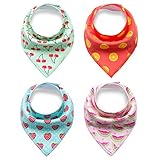 RayMoon Pack of 4 Baby Stoffdruck Baumwolle Dreieckstücher Lätzchen Spucktuch Halstücher