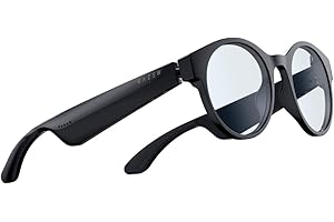 Razer Anzu Smart Glasses (Round, Small Glasses) - Audio Glasses with Blue Light/UV Protective Lenses (Low Latency, Intergrated Mic and Speakers, Touch Enabled, IPX4 Water Ressistant) Black