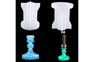 FineInno Pilier Chandelier Résine Moules Taper Bougeoirs Epoxy Resin Molds Colonne Tea Light Moulage Silicone Moules pour Table Décoration