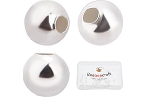 Beebeecraft 1 boîte de 50 perles intercalaires en argent sterling 925 de 3 mm pour fabrication de bracelets, boucles d'oreilles, colliers, bijoux