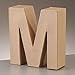 3D Letter "M" Paper Mache Signs Buff Papp Art Freestanding 17.5cm x 5.5cm (Letter M)