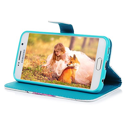 Lanveni Samsung Galaxy S6 H  lle  Handyh  lle Galaxy S6 Flip Case Cover PU Lederh  lle Schutzh  lle Magnetverschluss Ledertasche mit Stander Function 