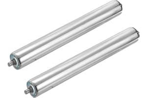 sourcing map Stainless Steel Conveyor Roller 50mm Diameter 250mm Length Gravity Transmission Replacement Part Galvanized End (Silver, Pack of 2)