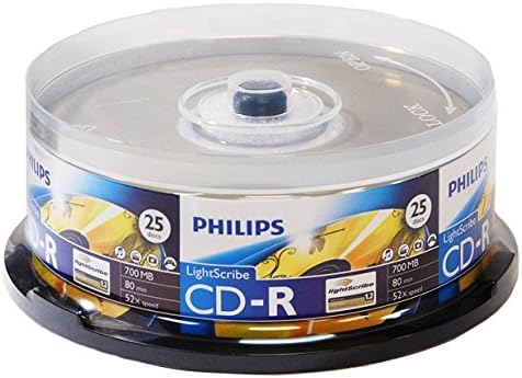 Philips Lightscribe Blank Media Disc CD-R 52X Speed / 700MB / 80min - 25PK Cake Box