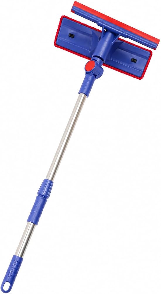 HUMAS Teleskopik Cam Silme Mop ve Çekçek Aparatı – Çift Taraflı Mikrofiber Temizleme Başlığı, Uzayan Saplı Cam Sileceği – Pencere, Ayna, Duşakabin, Vitrin ve Araç Camı İçin