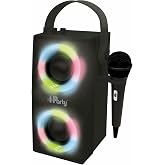 Lexibook iPparty Hoparl&ouml;r - Taşınabilir Bluetooth Mikrofon Hoparl&ouml;r&uuml;, Karaoke, Işık Efektleri, Kablosuz, USB, SD Kart, Şarj E