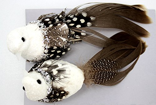 2 Deko-Vögel, Vogel auf Clip 2er Set 10 cm "Pünktchen" -grau-braun weiß