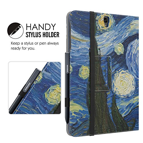 MoKo Samsung Galaxy Tab S3 9.7 Hülle – PU Leder Ständer Schutzhülle Smart Case Cover mit Stift-Schleife / Standfunktion und Auto Sleep / Wake Up Funktion für Samsung Galaxy Tab S3 9.7 Zoll (2017) SM-T820 / T825 Tablet, Sterne Nacht - 8