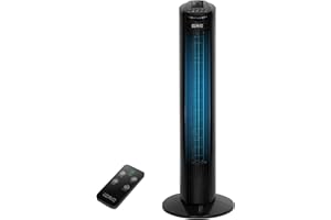 OZAVO Ventilateur Colonne Tour Silencieux, hauteur 74 cm, Oscillant 70°, Ventilateur sur Pied avec Télécommandé, 3 Niveaux de Vitesse, Noir
