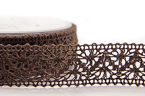 Spitzenband BRAUN Dunkelbraun 25mm Spitze Meterware Baumwollspitze Häkelband Spitzenborte Hochzeit Dekoband Schleifenband Landhaus Vintage Deko