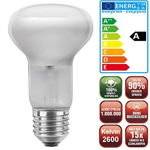 Die schicke + helle ENERGIESPARLAMPE -LED Reflektor R63 E27 (NUR 3,2Watt, E27, dimmbar + warmweiß)