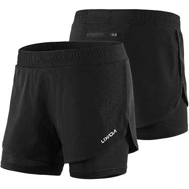 Shorts Donna 2in1 Dresime – Pantaloncini Da Corsa Con Fodera, Vita Alta, Tasche Zip, Materiale Asciugatura Rapida