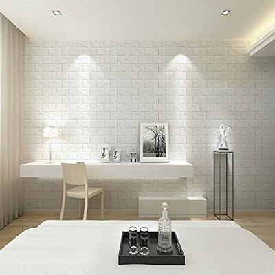 Générique Autocollant Papier Carrelage Blanc Sticker Mural en Brique 3D Fond D'écran 60 * 60cm - # 3