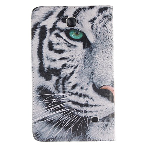 Cozy Hut Schutzhülle für Samsung Galaxy Tab 4 7.0 Zoll SM-T230 Hülle Cartoon Tiger Muster Flip Cover Case Book Soft PU Leder Bunt Painted Tasche Scratch Resistance Ledertasche Etui Rückseite Backcover mit Stand Function Magnetverschluss für Samsung Galaxy Tab 4 7.0 Zoll SM-T230 – White Tiger - 2