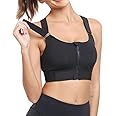 PLUMBURY Women's Polyester Blend Padded Front Zip Plus Size Full Coverage High Support Velcro Adjustable Sports Bra For Workout Gym