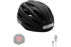 MAGIC SELECT Casco de Ciclismo con Luz Advertencia Roja + Luz Frontal Blanca. Casco de Bicicleta, Patinete, MTB, Ligero con Forro Desmontable, Carcasa PC + EPS, 20 Respiraderos y Cable USB.