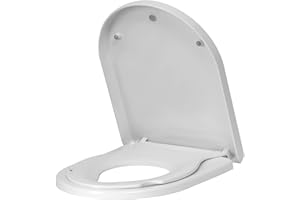 WOLTU Toilettendeckel mit Kindersitz, WC-Sitz mit Absenkautomatik für Familie, Klodeckel mit Ein-Knopf-Freigabee Klobrille in D-Form