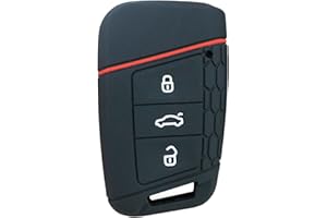OTMIK Silikonowy pokrowiec na kluczyk samochodowy pasujący do Volkswagena, VW Polo, Passat B8, Tiguan, 2, etui na kluczyki do Skoda Octavia Kodiaq Karoq, akcesoria (czarno-biała linia)