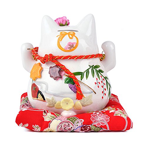 Japanische Maneki Neko Glückskatze aus Porzellan (Klein, 12 cm) - 2