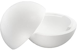 MCE-COMMERCE Bola de poliestireno de 2 Piezas, diámetro de 20 cm, Bola de poliestireno Divisible, semicuencos, 1 Pieza, Color Blanco