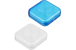 IUDWCG - 2 Pcs Pastillero diario de bolsillo,pastillero diario de plástico con 4 compartimentos para medicamentos,pastillero portátil de viaje,contenedor organizador de medicamentos(azul,blanco)
