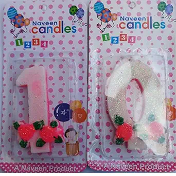 Naveen  Happy Birthday themed Age Number Wax Candle for Birthday, for Cake decoration for year 10