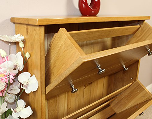 New Solid Oak Shoe Storage Cupboard Slimline Hallway