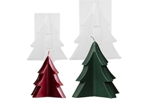 Junhui 2 Pezzi Stampo Candela Stampi in Silicone, Albero di Natale Stampo Candela, 3D Forma di Albero di Natale Stampo per Candele in Silicone per Realizzare Candele, Saponi