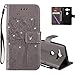 Produktbild COTDINFOR Sony Xperia XZ2 Compact Hülle für Mädchen Elegant Retro Premium PU Lederhülle Handy Tasche Magnet Standfunktion Schutz Etui für Sony Xperia XZ2 Compact Gray Wishing Tree with Diamond KT.