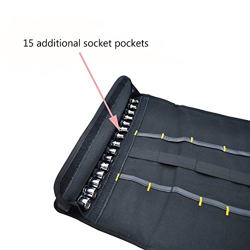 FASITE Rolltasche mit 35 Fächern Taschen Werkzeugtasche Werkzeugrolltasche Werkzeugrolle unbestückt für Wartungstechniker Tragetaschen - 5