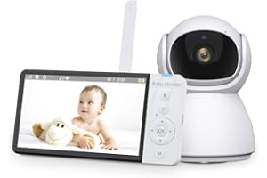 UK TECHNOLOGY LTD UK Technology - Baby Monitor with Camera and Night Vision, 5" LCD Screen, 20-Hour Battery Life, 300M Range, 2 Way Talk, Temperature Sensor, 360° Tilt, 1080p Video Resolution, No Wifi Required