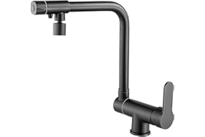 SJQKA -3-drożne krany kuchenne, do okien składany kran mieszający, oczyszczacz wody kran mosiądz obrotowy wylewka 360 stopni (czarny)