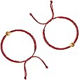 KWSLIN Chinese Red String Bracelets for Blessing Good Lucky, Adjustable Braided Red Cord Bracelet Knot String Bracelet Amulet Jewelry Gift for Protection Luck Friendship Wealth, Style C - 2 Pack