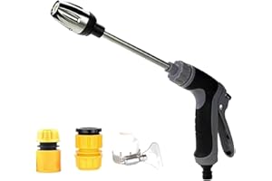 KOUAMOR 360° Rotating Waterblitz Pressure Washer, Waterblitz High-Pressure Nozzle, with Long Rod & 3* Plastic Joints, Various Spray Effects, Equipped with Metal Joints, for All Hoses (1 pc)