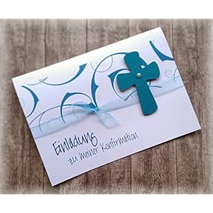 Einladung Einladungskarte Kommunion Konfirmation Firmung Taufe Kreuz petrol dunkel türkis