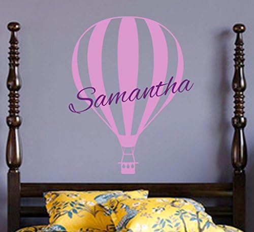 Custom Named Hot Air Balloon Sticker Family Kids Room Monogram Script Initials Wall Vinyl Decal Nursery Art