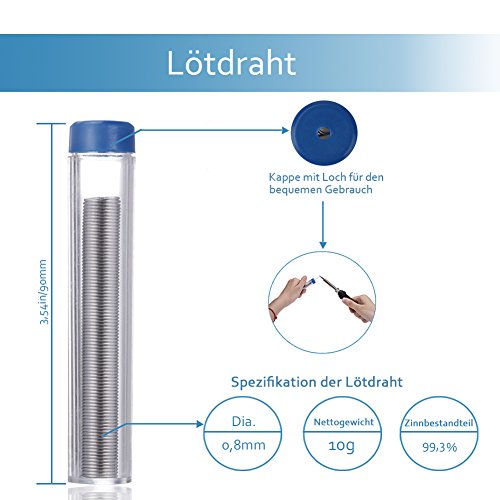 GHB Lötkolben 6 in 1 Lötset 60W 200-450°C Einstellbare Temperatur mit Koffer - 4