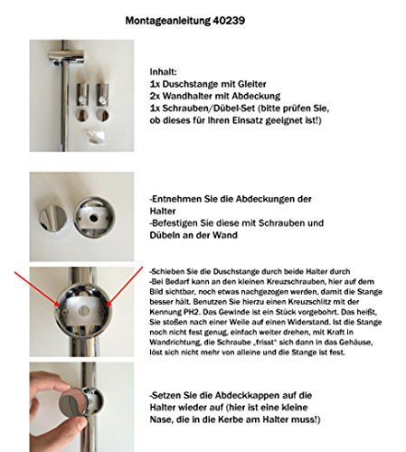 Wandstange 70 cm aus verchromten Edelstahl mit variabler Befestigung - 2