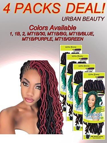 4 Packs of Urban Beauty NaturAll Goddess Faux Locks 12 Long Crochet Hair (1B) by Urban Beauty NaturAll