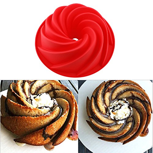 Silikon Backform, Vicloon Spiral Form Gugelhupf Kuchen Pan, 9 Zoll - 4
