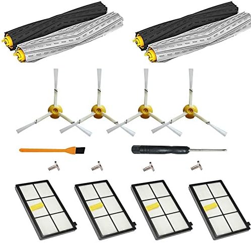 18PCS Replacement Parts Kit for iRobot Roomba 980 960 900 800 801 805 860 870 880 890 Vacuum Cleaner - Roomba Accessories with 4 Hepa filters,4 Side Brushes,2 Pair Debris Extractors,4 Screw,1 Screwdriver,1 Brush