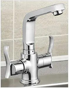 Oleanna Angel Brass Center Hole Basin Mixer with Chrome Finish (Silver)